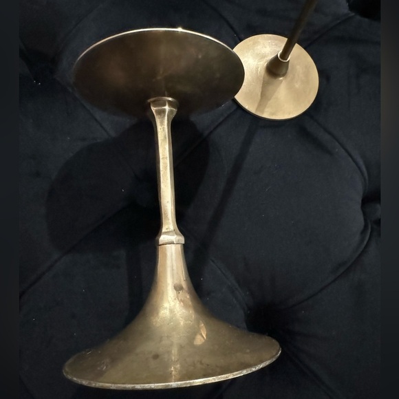Vintage Brass Elegant Candle Holder Set Made in India MCM 80’s 90’s Short & Tall - Picture 11 of 13